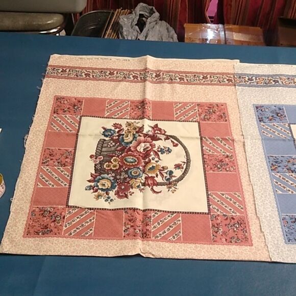 Granny's Trunk Pillow Kit - Green and Red, Pink & Blue Flower Baskets Quilt Sq - Picture 7 of 12